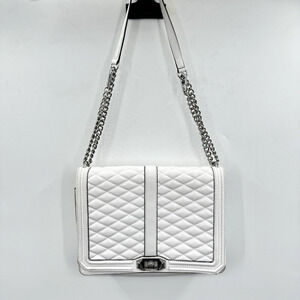 Rebecca Minkoff Jumbo Love Quilted Leather Convertible Bag White Silver Hardware
